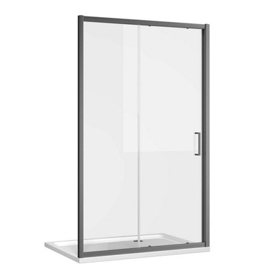 Flora Gun Grey Sliding Shower Door - (W)1200mm - 5