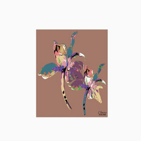 Flora Pop Mocha Mousse Iris Glass Kitchen Splashback