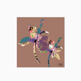 Flora Pop Mocha Mousse Iris Glass Kitchen Splashback