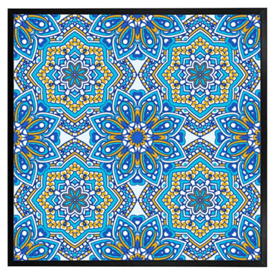 Floral and geometric embellished tiles (Picutre Frame) / 12x12" / Oak