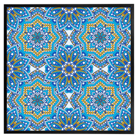 Floral and geometric embellished tiles (Picutre Frame) / 16x16" / Black