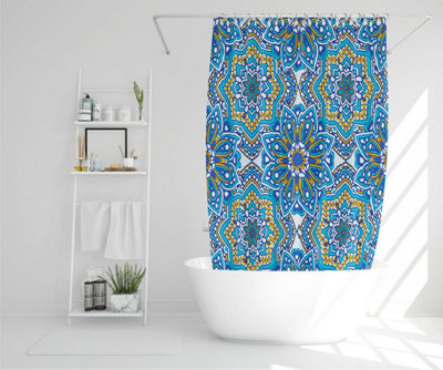 Floral and geometric embellished tiles (Shower Curtain) / Default Title Price Comparisons | Compare The Build