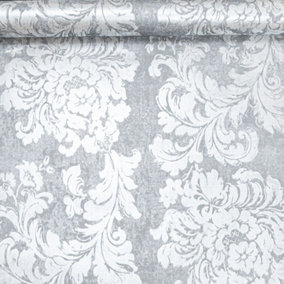 Floral Damask Grey Wallpaper Shimmer Metallic Silver Paste The Paper Smooth