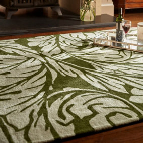 Floral Green Handmade Modern Rug For Bedroom & Living Room-120cm X 170cm