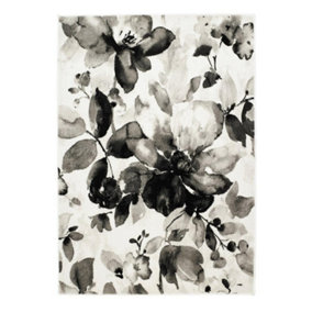 Floral Grey Rug, Handmade Rug with 20mm Thickness, Modern Floral Grey Rug for Bedroom, & Dining Room-120cm X 170cm