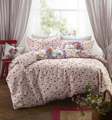 Floral Lace Hearts Frill Duvet Cover Set