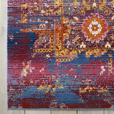 Floral Luxurious Traditional Persian Easy to Clean Rug for Living Room Bedroom and Dining Room-61cm X 115cm
