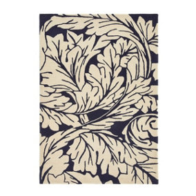 Floral Navy Modern Rug Easy to clean for Living Room and Bedroom-120cm X 170cm