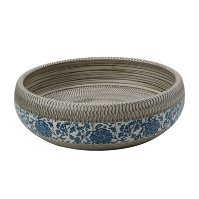 Floral Pattern Basin Ceramic Countertop Washbasin Vessel Sink with ...