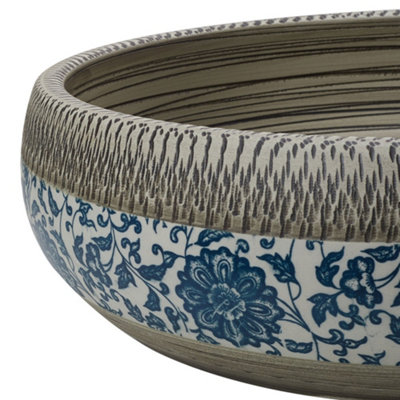 Floral Pattern Basin Ceramic Countertop Washbasin Vessel Sink with ...