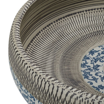 Floral Pattern Basin Ceramic Countertop Washbasin Vessel Sink with ...