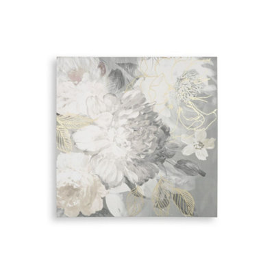 Floral Posy Metallic Printed Canvas Floral Wall Art