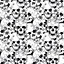 Floral Skulls Wallpaper In Monochrome
