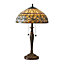 Floral Tiffany Glass Table Lamp - Mottled Glass & Dark Bronze Finish - LED Lamp