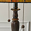 Floral Tiffany Glass Table Lamp - Mottled Glass & Dark Bronze Finish - LED Lamp