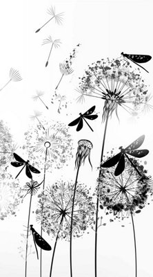 Floral wallpaper in grey - 1,5 x 2,7 m
