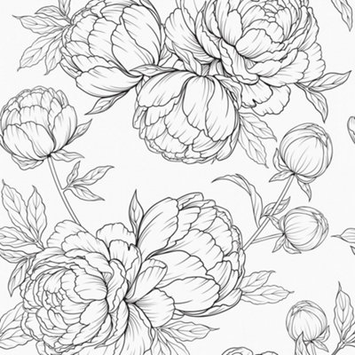 Floral Wallpaper In Monochrome