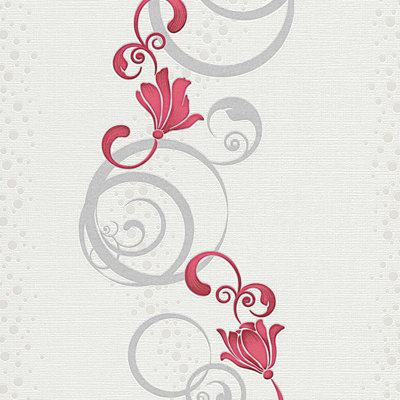 Floral wallpaper white - 0,53 x 10,05 m