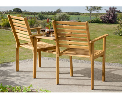 Florence Acacia Hardwood 2 Seater Companion Bench - 5