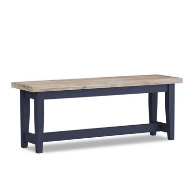 Florence Bench, Wooden Dining Bench 120cm  - Navy Blue