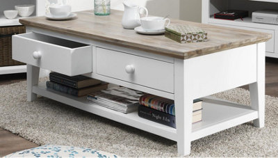Florence Coffee Table with Drawers - White