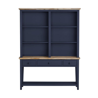 Florence Console Table and Hutch, Navy Blue Display Cabinet