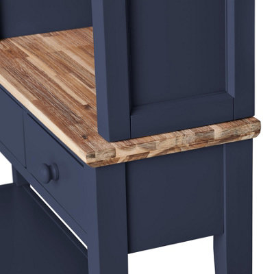 Florence Console Table and Hutch, Navy Blue Display Cabinet