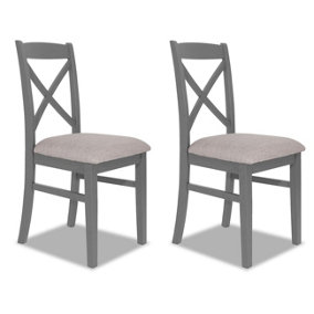 Florence Crossback Upholstered Seat Chairs Set of 2 - Dove Grey