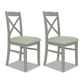 Florence Crossback Upholstered Seat Chairs Set of 2 - Sage Green