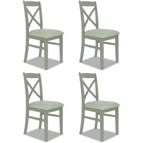 Florence Crossback Upholstered Seat Chairs Set of 4 - Sage Green