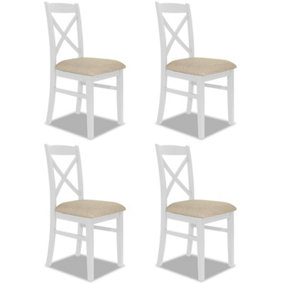 Florence Crossback Upholstered Seat Chairs Set of 4 - White