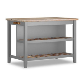 Florence Dove Grey Breakfast Bar Kitchen Island with Shelves