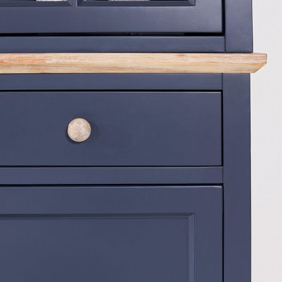 Florence Glass Door Display Cabinet, Navy Blue Dresser