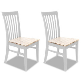 Florence Highback Wooden Seat Chairs Set of 2 - White