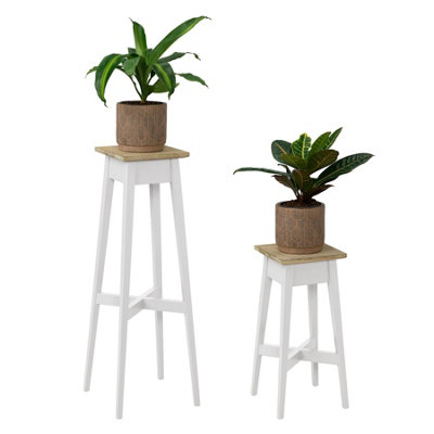 Florence Indoor Plant Stands in White. Set of Tall and Short Wooden ...