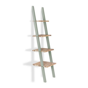 Florence Ladder Shelf. Wooden Shelving, Lean-up Shelves in Sage Green. Quality Solid Wood