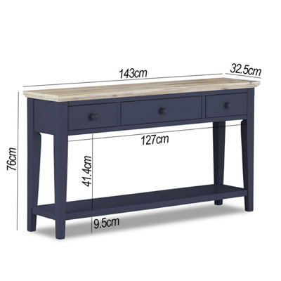 Florence Large Console Table - Navy Blue