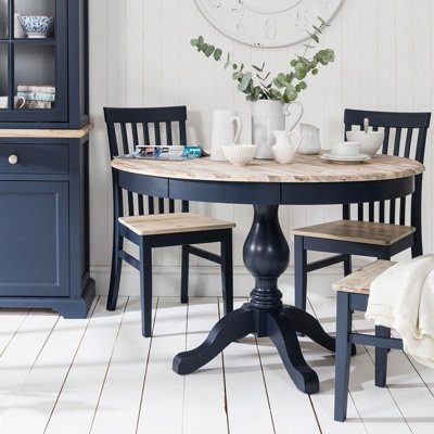 Florence Large Navy Blue Pedestal Round Dining Table 120cm