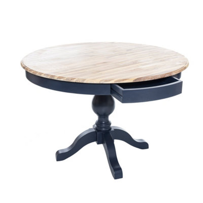 Florence Large Navy Blue Pedestal Round Dining Table 120cm