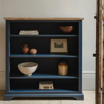 Florence Navy Blue Bookcase with Adjustable Shelves, Fully Assembled Bookshelf