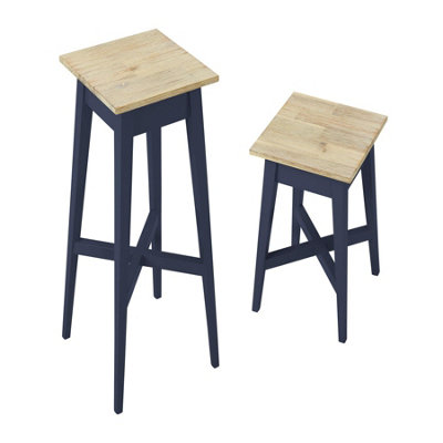 Florence Pair of 2 Plant Stands in Navy Blue. Tall and Short Stands ...