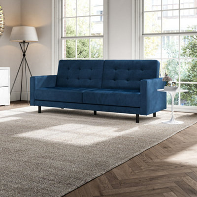 Florence Pocket Rest Blue Velvet Sofa Bed DIY at B&Q