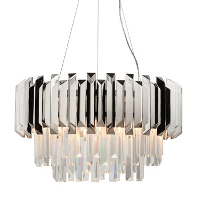 Florence Polished Stainless Stell with Clear K5 Crystal Glass Decorative 6 Light Chandelier