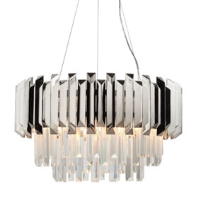 Florence Polished Stainless Stell with Clear K5 Crystal Glass Decorative 6 Light Chandelier