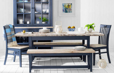 Florence Rectangle Extendable Kitchen Dining Table in Navy Blue