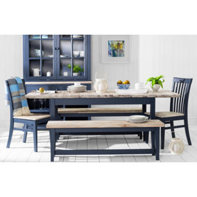 Florence Rectangle Extendable Kitchen Dining Table in Navy Blue