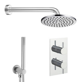 Florence Round Chrome Concealed Shower Valve 2 Handle 2 Outlet Luxury Solid Brass