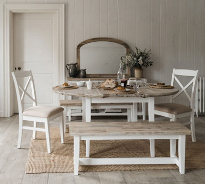 Florence Round Oval Extendable Kitchen Dining Table in White
