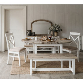 Florence Round Oval Extendable Kitchen Dining Table in White