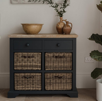 Florence Sideboard with 2 Drawers and Removable Storage Baskets - Navy Blue